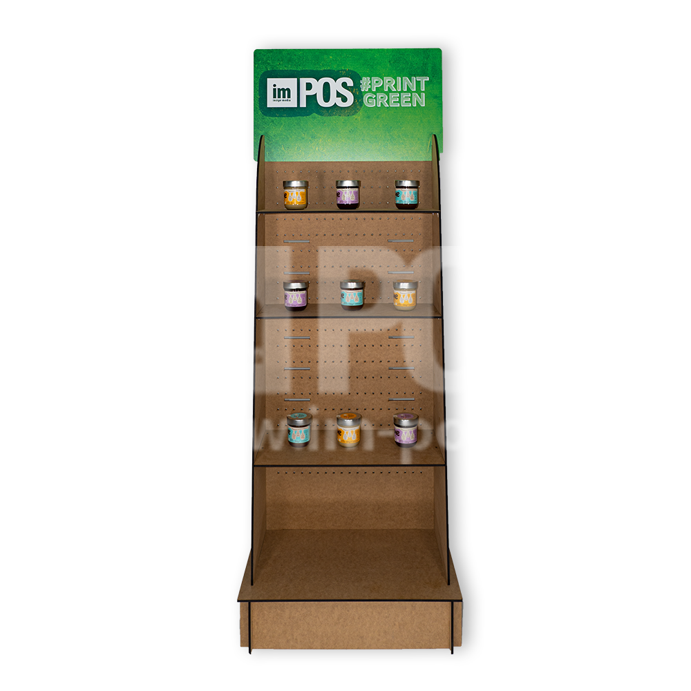 Bodendisplay | WOOD | individuell | Regal & Schlaufenhaken